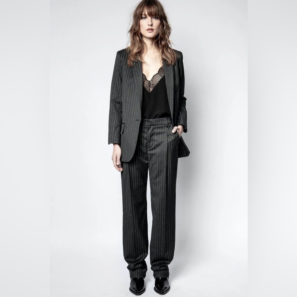 Zadig & Voltaire Dark Gray Striped Pants